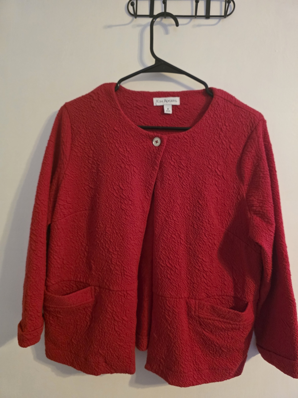 Kim Rogers women’s red textured knit jacket/cardigan